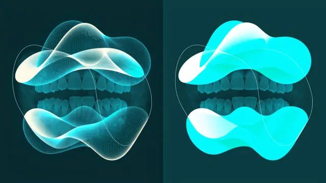 Dental radiograph analyzed by AI software